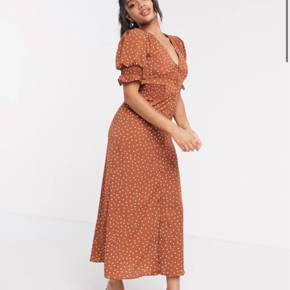 ASOS brown polka dot dress